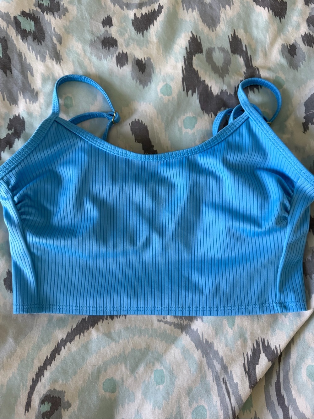 wild fable Bright Blue Ribbed Spaghetti-Strap Crop Camisole